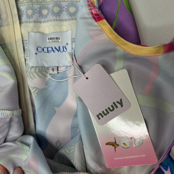 NWT Oceanus Camille Satin Midi Dress Colorful Tropical Floral Small - Picture 12 of 16